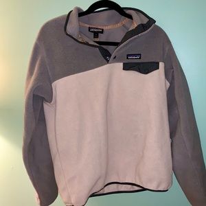 Gray and white Patagonia sweatshirt